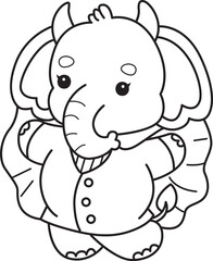 Cute Elephant icon. Funny baby Elephant animal series stock illustration. Life of fluffy Elephant designs. Coloring pages of Funny baby Elephant.

