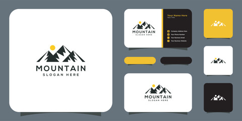 Obraz premium mountain logo vector design and business card