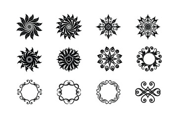 Stylish black flourish decorations for formal designs Silhouette Vector illustration  