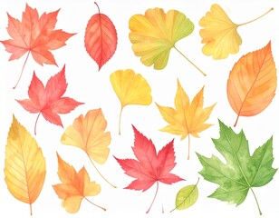 Obraz premium Autumn Leaves Falling Gently in a Calm and Serene Forest Illustration 