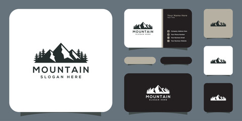 mountain logo vector design and business card
