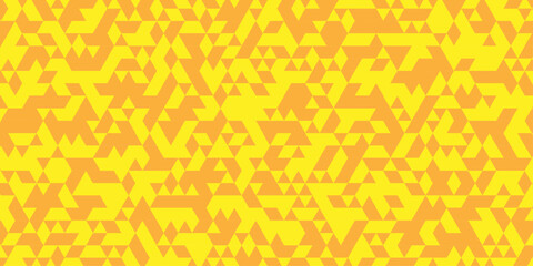 Seamless geometric pattern square shapes low polygon backdrop background. Abstract geometric wall tile and metal cube background triangle wallpaper. Yellow and orange polygonal background.