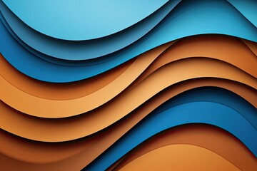 Abstract layered waves in blue and orange