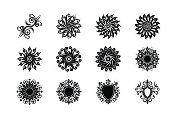 Black flourish details for sophisticated projects Silhouette Vector illustration  