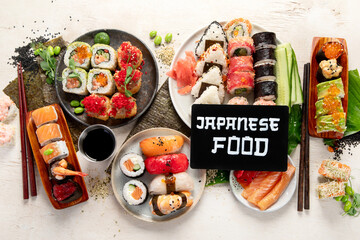 Assorted sushi nigiri and maki big set. © bit24