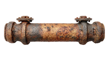 Rusty metal pipe section, showing signs of corrosion