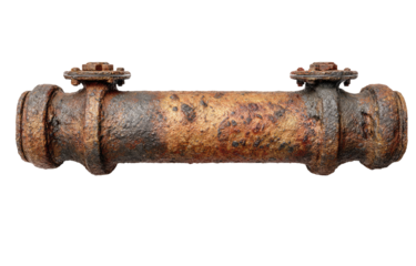 Rusty metal pipe section, showing signs of corrosion