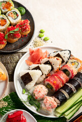 Assorted sushi nigiri and maki big set.