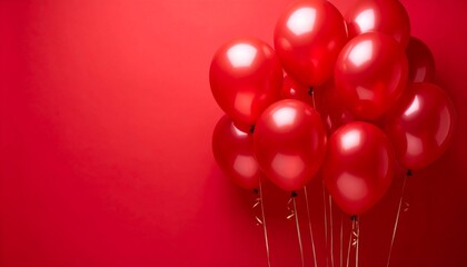 Red balloons clustered against a red background