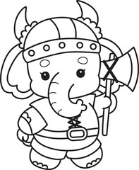 Cute Elephant icon. Funny baby Elephant animal series stock illustration. Life of fluffy Elephant designs. Coloring pages of Funny baby Elephant.
