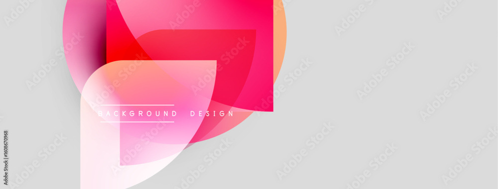 Aufkleber Abstract pink shapes overlap gray backdrop. Modern design elements create dynamic visual composition. Simple text reads background design.