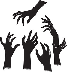 Fototapeta premium Hands reaching silhouette vector, Silhouetted hands reaching up in a lively atmosphere, surrounded by confetti and beams of light, conveying excitement and celebration