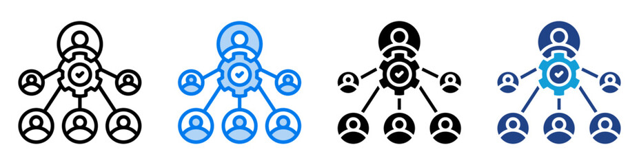 Organization Structure icon set multiple style collection