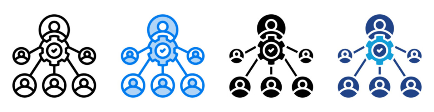 Organization Structure icon set multiple style collection