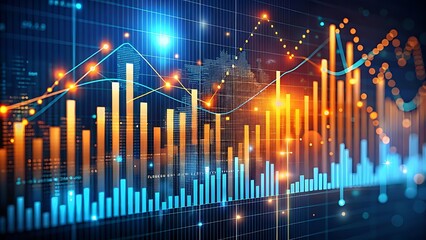 Abstract financial chart with uptrend line graph and bar chart illustration