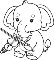 Cute Elephant icon. Funny baby Elephant animal series stock illustration. Life of fluffy Elephant designs. Coloring pages of Funny baby Elephant.