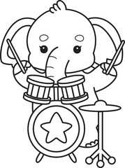 Cute Elephant icon. Funny baby Elephant animal series stock illustration. Life of fluffy Elephant designs. Coloring pages of Funny baby Elephant.