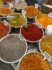 spices and herbs in a market