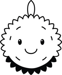 Obraz premium cartoon vector kawaii rambutan line art on white.eps