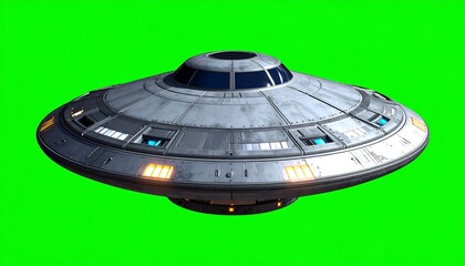 Obraz premium Futuristic gray flying saucer