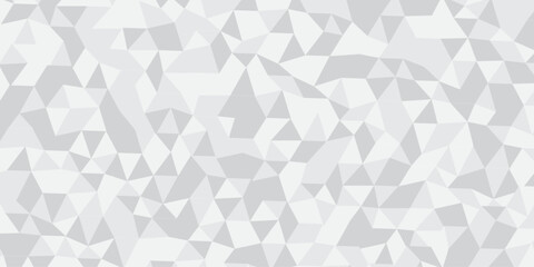 Obraz premium Abstract geometric white and gray background seamless mosaic and low polygon triangle texture wallpaper. Triangle shape retro wall grid pattern geometric ornament tile vector square element. 