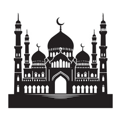 Elegant Mosque Silhouette in Minimal Style