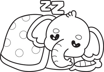 Cute Elephant icon. Funny baby Elephant animal series stock illustration. Life of fluffy Elephant designs. Coloring pages of Funny baby Elephant.