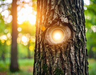 Obraz premium The door to success on a tree trunk