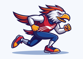 Dynamic Eagle in Sleek Running Shoes Athletic Vector Mascot with Sporty Details and Action Pose Design 