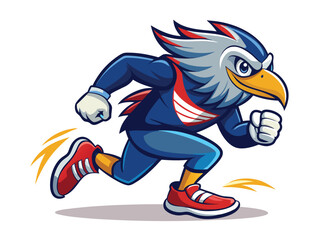 Dynamic Eagle in Sleek Running Shoes Athletic Vector Mascot with Sporty Details and Action Pose Design 