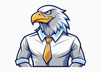 Refined Eagle in Dress Shirt with Elegant Cufflinks Sophisticated Vector Mascot with Modern Style and Clean design 