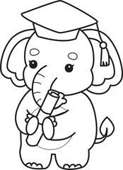 Cute Elephant icon. Funny baby Elephant animal series stock illustration. Life of fluffy Elephant designs. Coloring pages of Funny baby Elephant.