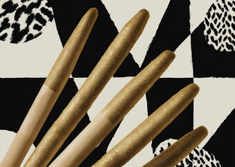 Navratri Celebration with Gold Dandiya Sticks Premium Black-and-White Bauhaus Style for Diwali Festive Marketing and Autumn Sales Campaigns