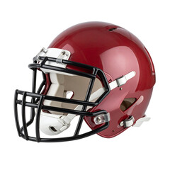 Fototapeta premium Red football helmet with face mask providing safety for players, isolated on transparent background