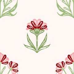 Seamless watercolour and unique floral pattern background for covers, notes, banner. Soft backgrounds colour. Watercolour art work. Flower stalk. Colourful flower. Summer Spring.