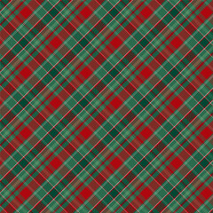 Plaid with twill weave repeat pattern in green and red.Checkered tartan seamless pattern for Christmas.Graphic vector illustration background design for fabric and prints.