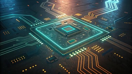 Computer motherboard circuit board technology ai artificial intelligence cpu gpu processor design digital tech