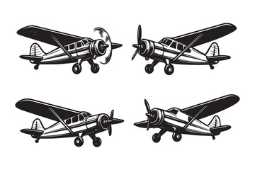 Retro Airplane Silhouette Vector Collection