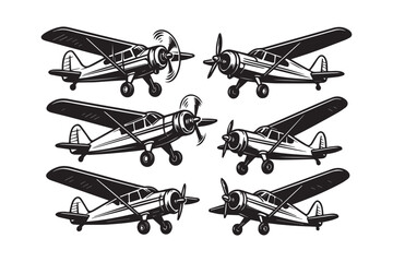 Retro Airplane Silhouette Vector Collection