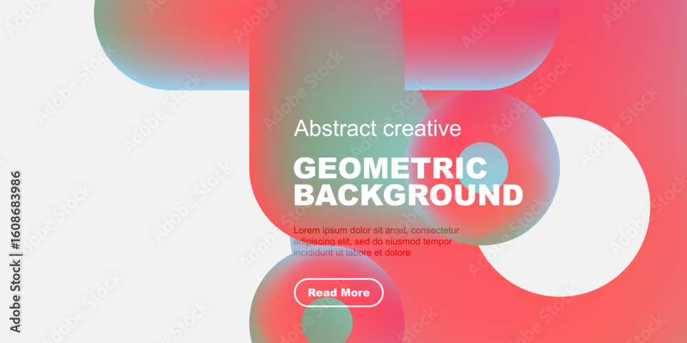 Poster abstract geometric background features vibrant color gradients. text promotes content with read more