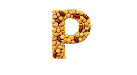 Letter P Made of Beans on a Gradient Background png, isolated on transparent background