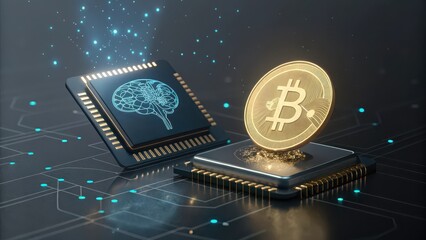 Artificial intelligence bitcoin ai crypto currency blockchain technology future investment concept