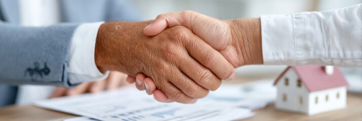 Professional Loan Officer and Mortgage Agent Handshake Authentic Modern Home Buying Agreement for Millennial Financial Marketing Content