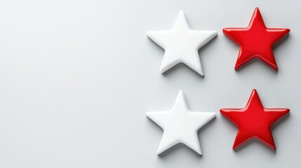 Obraz premium Colorful Stars in Red and White Arrangement on Light Background