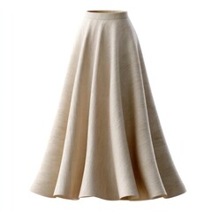 Fototapeta premium 3D Render of Beige Linen Maxi Skirt with Soft Flowing Shape, Top-Down View on White Background
