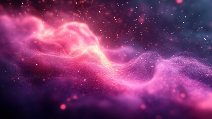 An abstract representation of swirling cosmic colors and particles in a dreamy atmosphere.