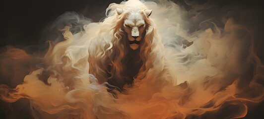 a light sphinx demon , coming out of the smoke, generative AI