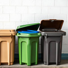 close up picture of containers for waste sorting