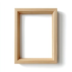 Fototapeta premium 3D Render of Rectangular Wood Art Frame on White Background