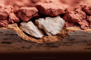 Premium Cross-Section of Decaying Pine Log Hugelkultur Mound with Organic Layers and Woodland Forest Floor for Authentic Eco Lifestyle Content